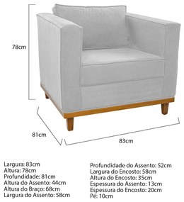 Kit Sofá 2 Lugares e Poltrona Europa Corano Branco ADJ Decor