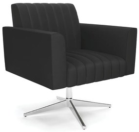 Poltrona Giratória Viena Gomada Corino Base Cromada D03 - D'Rossi - Preto