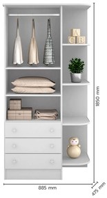 Guarda Roupa Infantil 2 Portas e 3 Gavetas com Cantoneira Brilhar Q01 - ADJ Decor