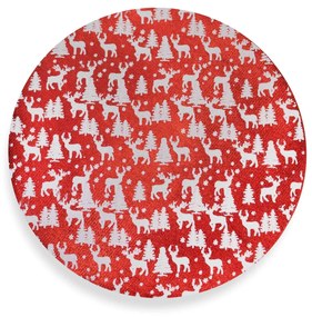Jogo Americano Redondo de Natal 1 Unidade Tecido 33cm Estampa Renas F04 - D'Rossi