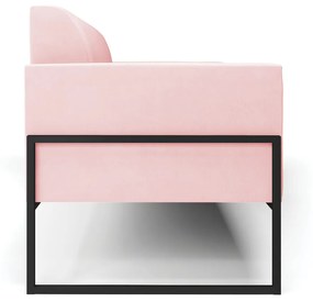Sofá Namoradeira Base Industrial Alta Preto Marisa Suede D03 - DRossi - Rosa Bebê