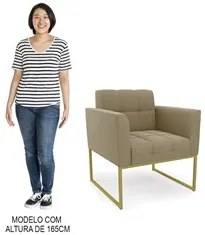 Poltrona Base Industrial Dourado Kit 2 Ana Suede Marrom RT - Ibiza