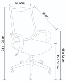 Cadeira de Escritório Office Kevin Giratória com Ajuste de Altura e Tela Mesh Preto G56 - Gran Belo