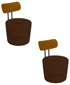 Kit 2 Poltronas Decorativas Addams Veludo Marrom G45 - Gran Belo