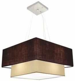 Lustre Pendente Duplo Quadrado Vivare Md-4066 Cúpula em Tecido 50x35cm Café - Algodão Crú - Bivolt