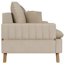 Sofá 180cm 3 Lugares com Almofadas Pés Curvos Veras Suede D05 Bege Cla