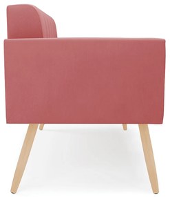 Sofá Namoradeira Elisa Suede Rosê Pés Palito Natural - D'Rossi
