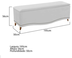 Calçadeira Estofada Yasmim 195 cm King Size Suede Branco - ADJ Decor