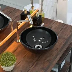 Cuba Pia de Apoio para Banheiro Redonda Bowl 35 C08 Preto - Mpozenato