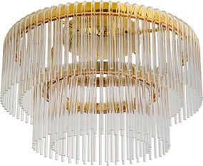 Plafon Led De Sobrepor Aço Inox Dourado 100w 3000k Cascata