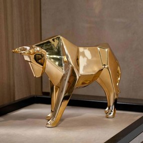 Escultura Decorativa Touro Dourado Em Cerâmica 20x30x9 Cm - D'Rossi