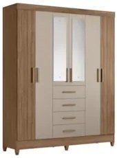 Guarda Roupa Casal 165cm Com Espelho Khani Carvalho/Fendi Z17 - Mpozen
