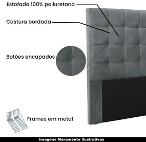 Cabeceira Decorativa Casal 1,40M Tropea Veludo Cinza G63 - Gran Belo