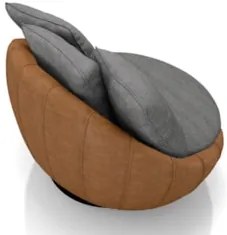 Poltrona para Sala Giratória Redonda Saphire Z32 Linho Cinza/Caramelo