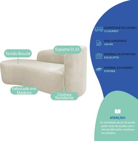 Kit Divã Recamier Orgânico França 220cm Lado Esquerdo e Poltrona Amore Bouclé