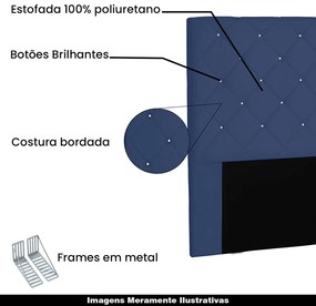 Cabeceira Decorativa Queen Size 1,60M Tàzio Suede Azul Marinho G63 - Gran Belo