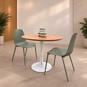 Mesa de Jantar Oval Saarinen + 2 Cadeiras Miami Verdes Mesa de Jantar Oval Saarinen + 2 Cadeiras Miami