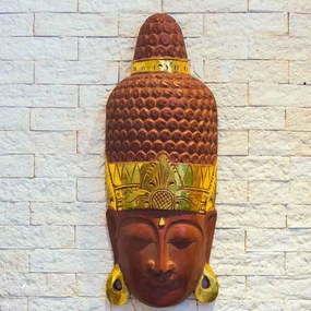 Máscara de Parede Buda em Madeira