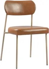 Cadeira Jantar Estofada Pé Metal Rosê Lavy Sintético Amarula S08 - Mpo