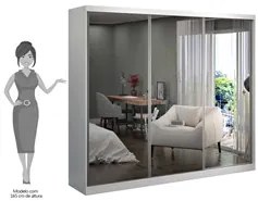 Guarda Roupa Casal 3 Portas de Correr com Espelho Winter F04 Branco -