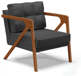Poltrona Melissa Corino Base de Madeira Castanho D03 - D'Rossi - Preto