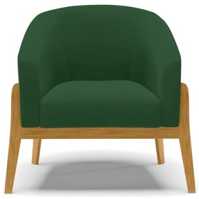 Poltrona Decorativa Base de Madeira kit 2 Stella Veludo Verde D03 - D'Rossi