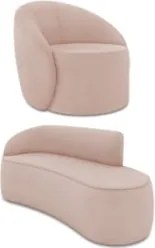 Sofá 3 Lugares 180cm Wendi e Poltrona Steve Veludo Rose I01  - Mpozena