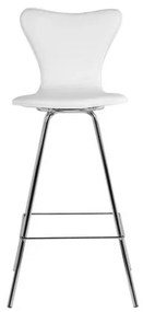 Banqueta Jacobsen Cromada com Assento Corino Branco 12640 Sun House