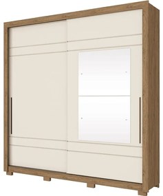 Guarda Roupa Roupeiro 2 portas com espelho 3 gavetas Rústico