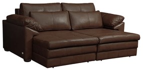 Sofá Decorativo Piece Bipartido Retrátil Sala de Estar 175cm Couro Caramelo G58 - Gran Belo