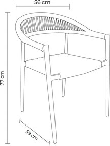 Kit 4 Cadeiras Área Externa de Alumínio Carmy com Corda Naútica Grafite/Amêndoa G56 - Gran Belo