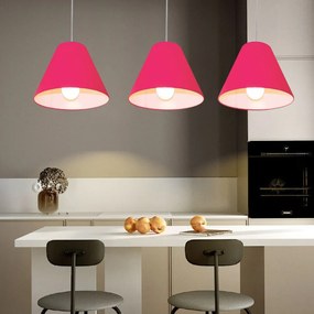 Lustre Pendente Cone Md-4028 Cúpula em Tecido 25/30x12cm Rosa Pink - Bivolt