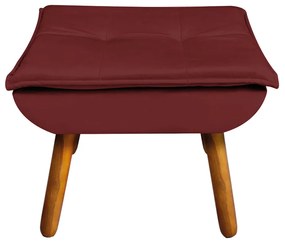 Kit 02 Puffs Opala Veludo Marsala Pés Palito Castanho - D'Rossi