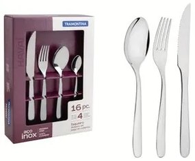 Faqueiro Tramontina Havaí em Aço Inox com Facas para Churrasco 16 Peças