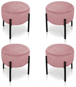 Puff Banqueta Decorativo Industrial Preto Kit 4 Iron Suede D03 - D'Rossi - Rose