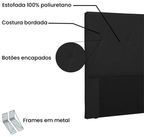 Cabeceira Cama Box Solteiro 90cm Aquilla Corano Preto - Sheep Estofados - Preto