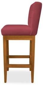 Banqueta Alta Sueli Base Madeira Maciça Estofada Suede Bordô