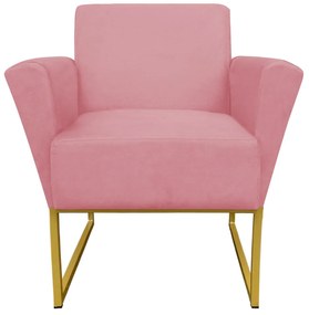 Poltrona Dora Suede Base Metálica Dourado D'Rossi - Rose