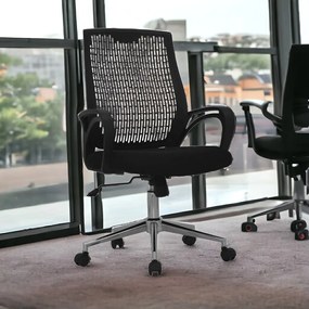 Cadeira de Escritório Office Kevin Giratória com Ajuste de Altura e Tela Mesh Preto G56 - Gran Belo