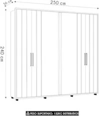 Guarda Roupa Casal 250cm Com 6 Portas Vibe Off/Cinamomo Z10 - Mpozenat