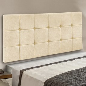 Cabeceira Solteiro Cama Box 90cm Painel Sleep Suede Bege M11 - D'Rossi