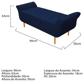 Recamier Estofado Ari 90 cm Solteiro Suede Azul Marinho - ADJ Decor