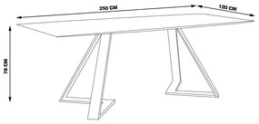 Mesa Sala de Jantar 8 Lugares 250cm Tampo de Vidro Efron Preto G13 - Gran Belo