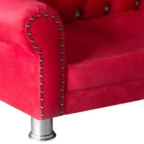 Mini Divã Sofá Realeza Cama Pet para Cães ou Gatos Elegante Suede Vermelho