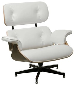 Poltrona Charles Eames Couro Natural - Branca