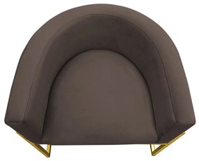 Poltrona Decorativa Base Metal Dourada Luna Veludo Marrom - Sheep Estofados - Veludo Marrom