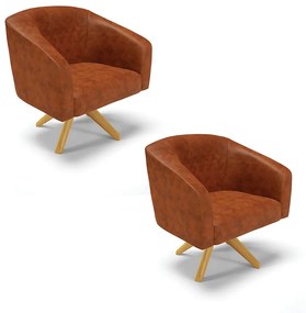 Poltrona Decorativa Giratória MA30 Kit 2 Stella Sintético PU Nozes D03 - D'Rossi