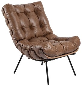 Poltrona Decorativa Sala de Estar Costela Couro Mel G34 - Gran Belo