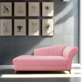 Recamier Vanessa 160cm Lado Esquerdo Suede Rosa Bebê - ADJ Decor