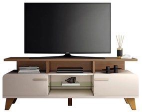Rack para Sala Bancada de TV 70 Pol 200cm Zuri 1.6 H01 - D'Rossi - Off White e Castanho